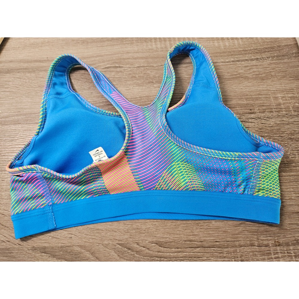 Nike Pro Classic Womens Medium Support Sports Bra Blue Multi Color 743204-435 M - Picture 4 of 7